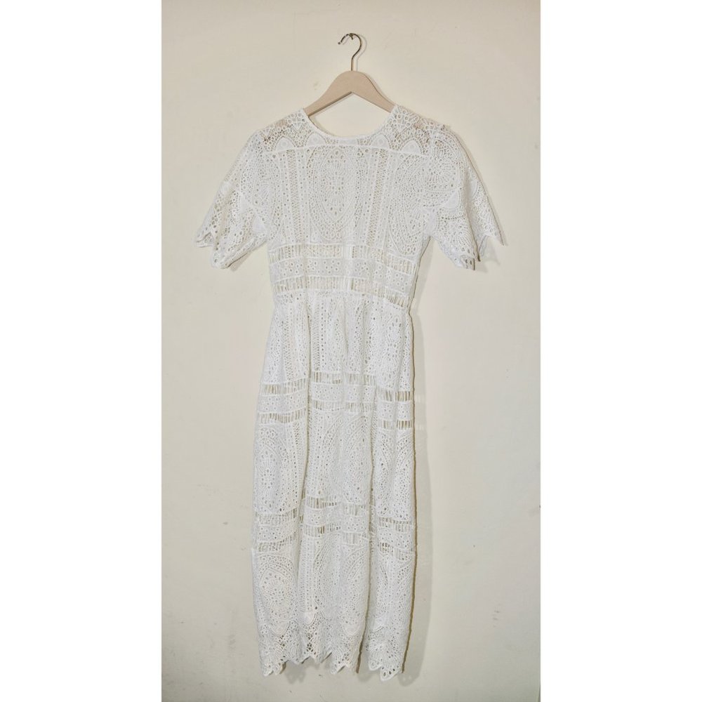 Chic Wish White Crochet Dress